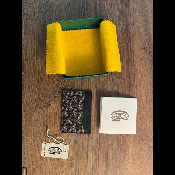 New Goyard SaintSulpice CardHolder- Classic Black Canvas/Leather Compact Wallet - Picture 9 of 10